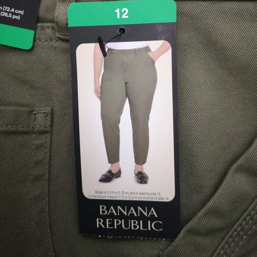 NWT Banana Republic Lades Size 12 Army Green Zipper & Button Closure Chino Pants - Picture 8 of 15